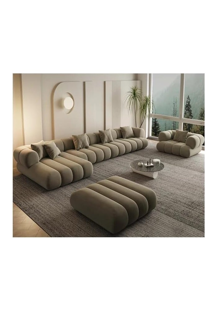 Aroma Homes Modern Cloud Modular Sofa Set - Ultra Soft Bouclé Fabric Sectional Couch (Brown, Chaise) - Image 1